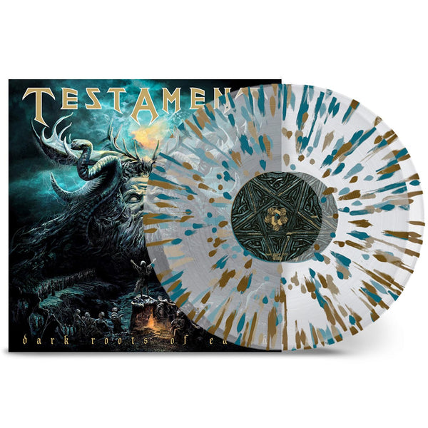 Testament Dark Roots of Earth Pressed on Clear with Gold & Green Splatter Vinyl 2 LP Set