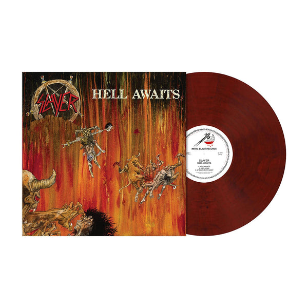 Slayer Hell Awaits Includes Original Artwork, Lyric / Photo Insert & Large Poster Pressed on Velvet Red Marbled Vinyl LP