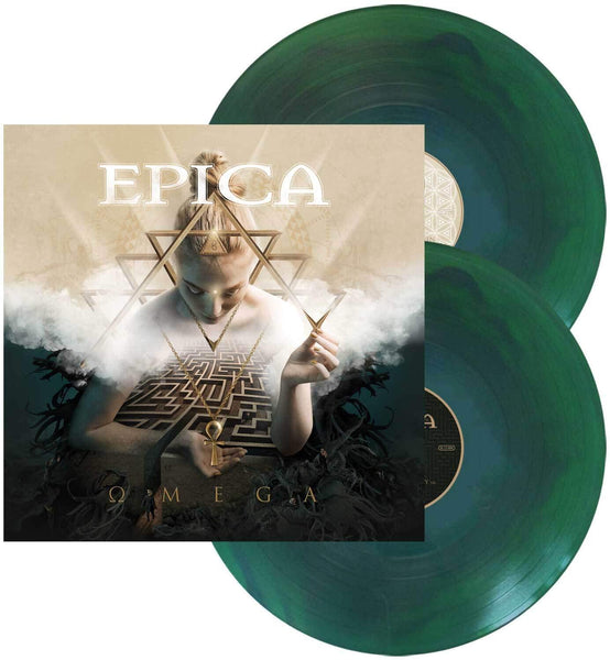 Epica Omega Limited to 2,000 Copies Blue & Green Swirl Vinyl 2 LP Set